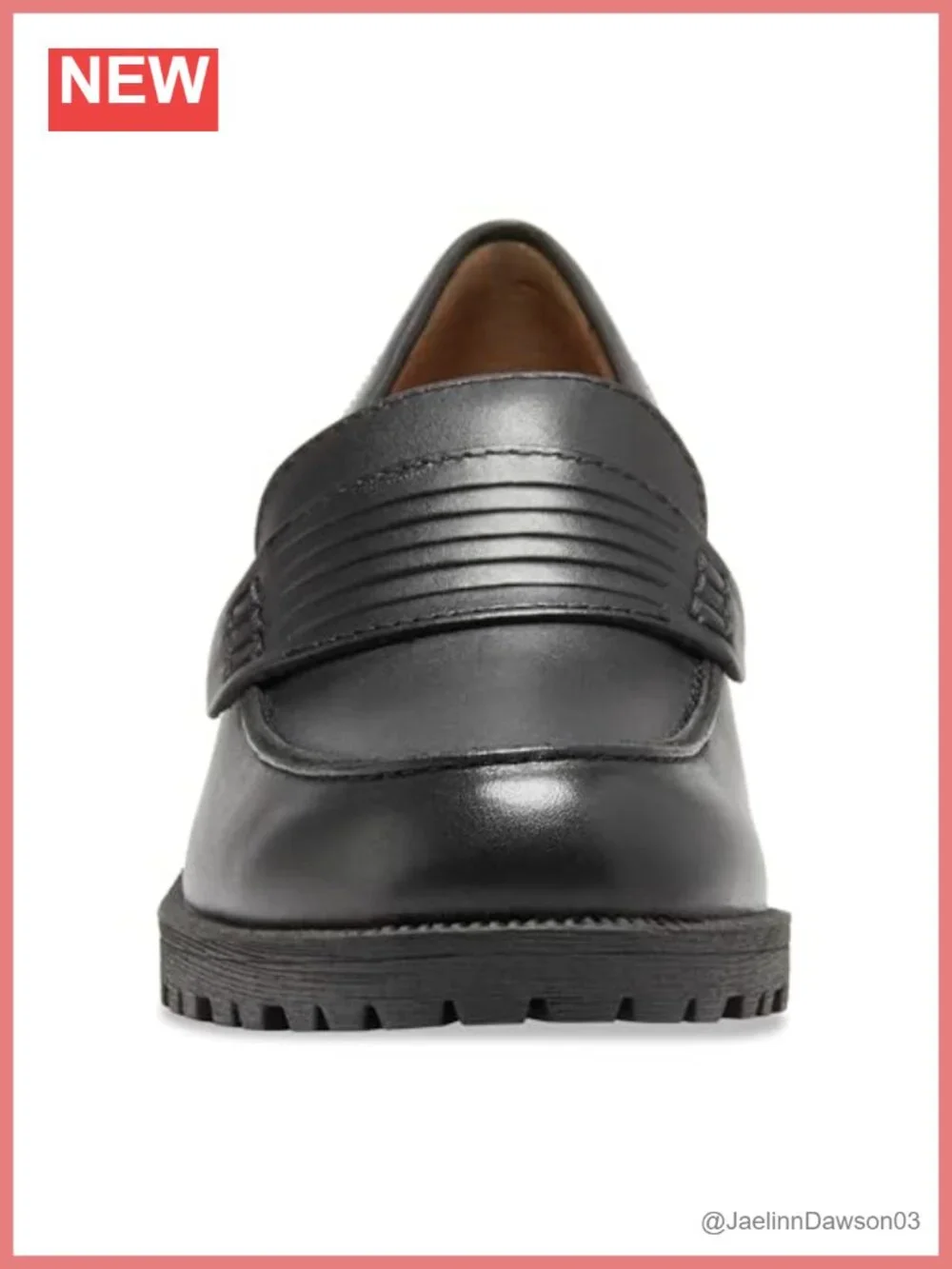 Women's Leather Penny Loafer Block Heel Slip-On Classic Comfy